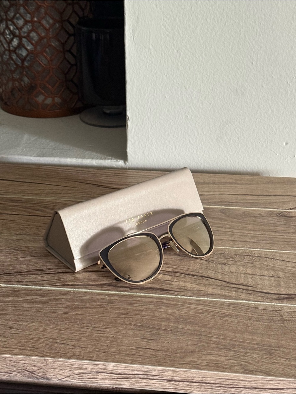 Ted Baker Two-Tone Cat Eye Sunglasses in Brown and Gold